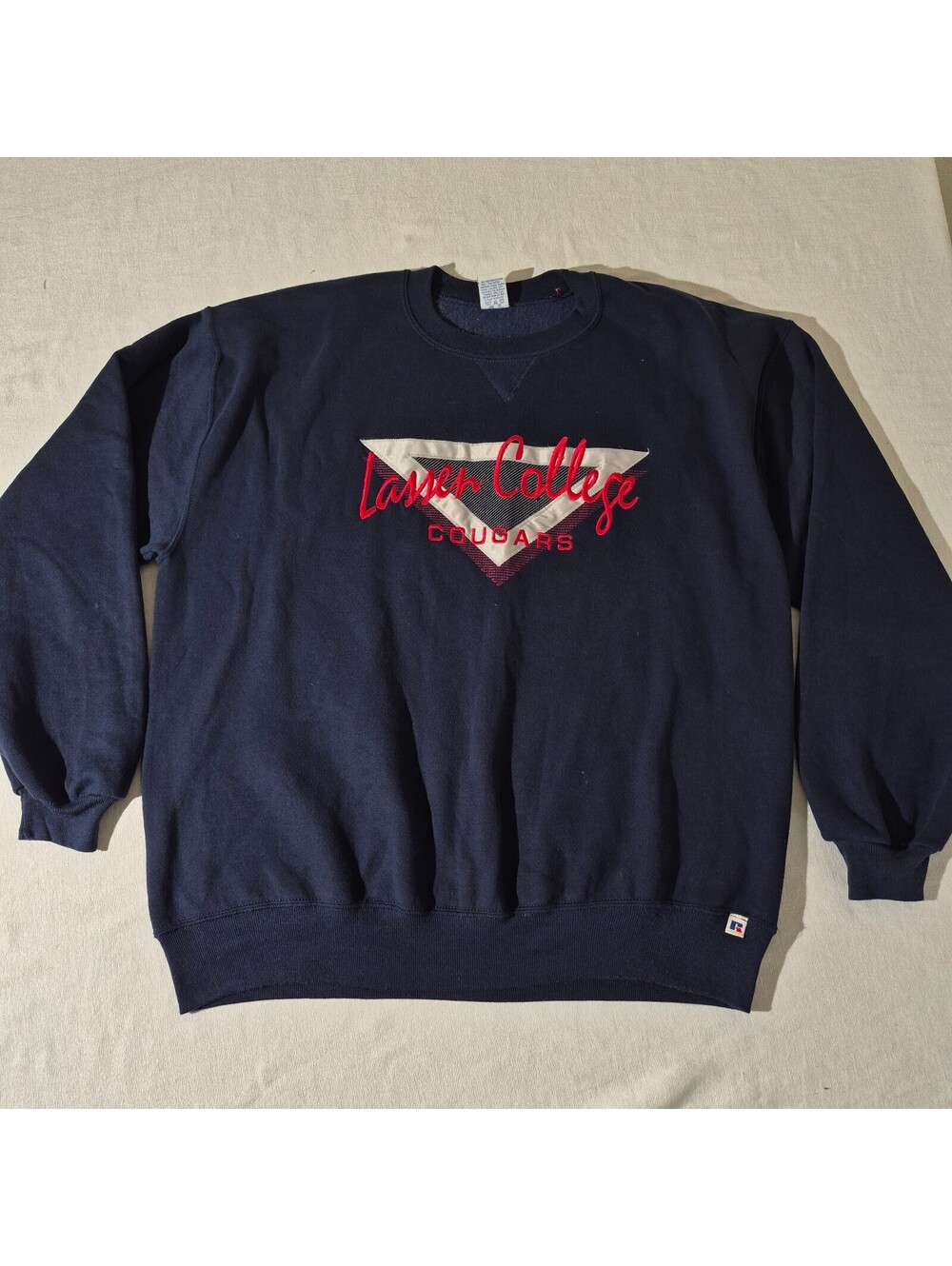 90s Russel Atheltic Sweatershirt XXL 2XL Lassen College Cougars crewneck navy